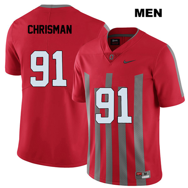 Ohio State Buckeyes Men's Drue Chrisman #91 Red Authentic Nike Elite College NCAA Stitched Football Jersey OQ19N20TH